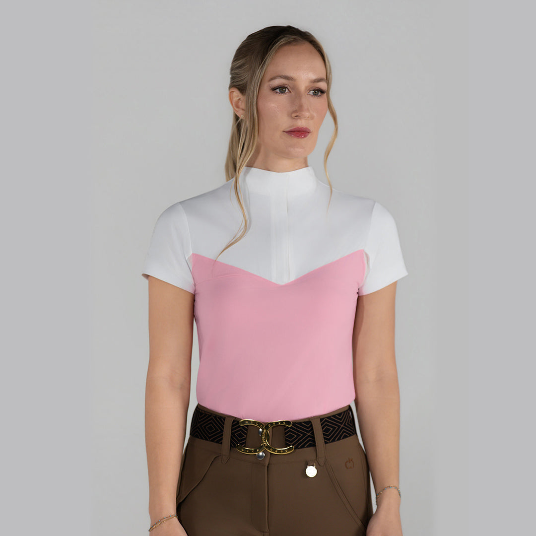 Dapplebay Lady 1/4 Zip SS Show Top-Ballet Pink
