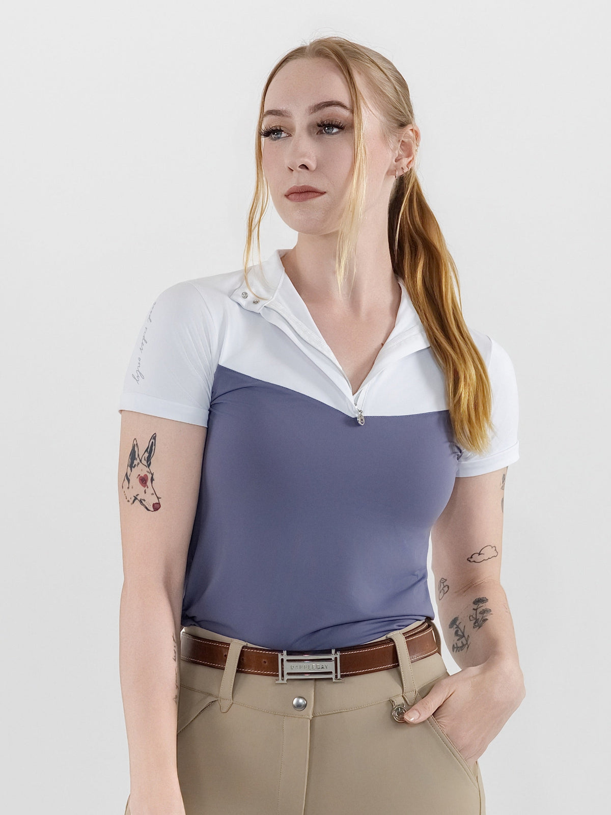 Dapplebay Lady 1/4 Zip SS Show Top-Purple Dusk