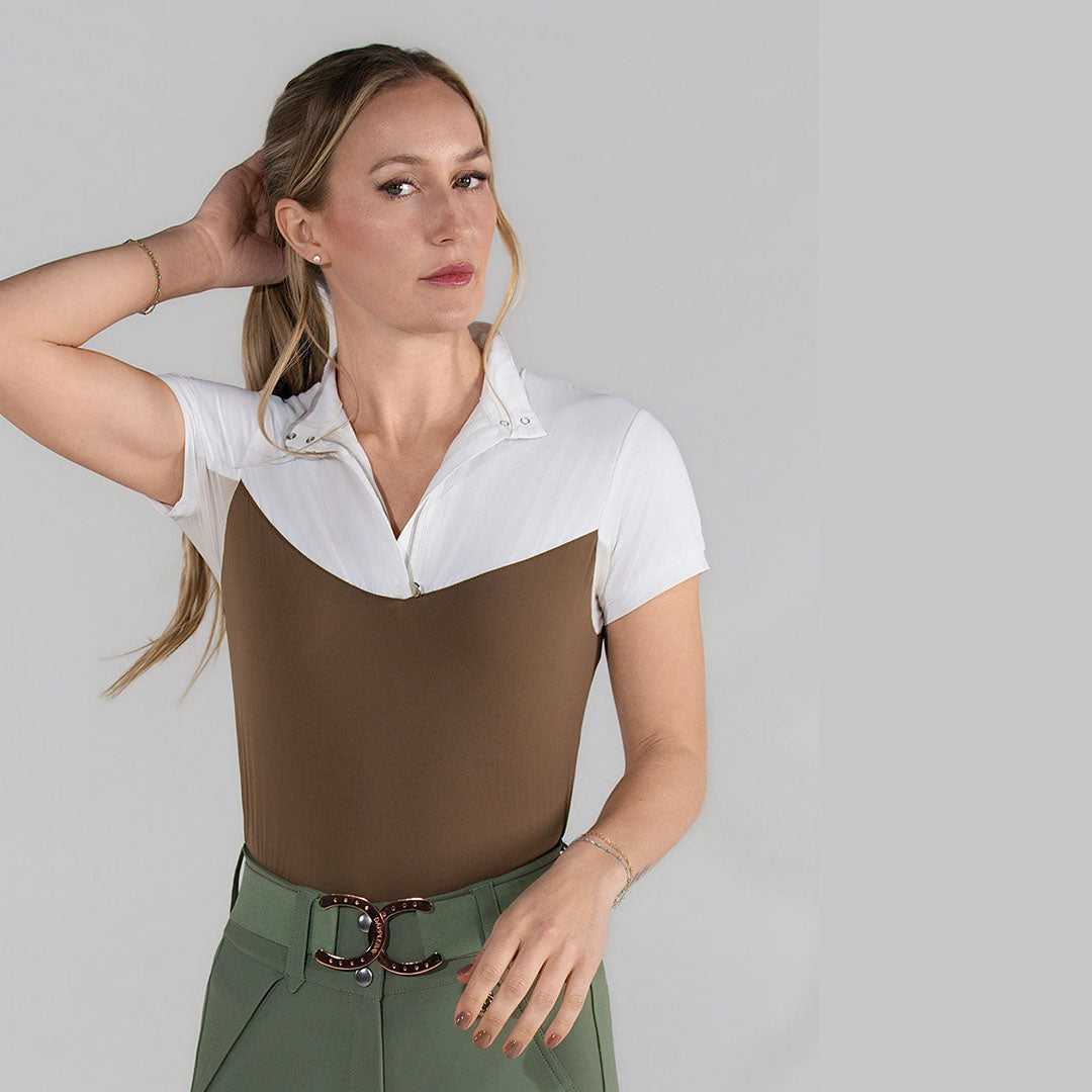 Dapplebay Lady 1/4 Zip SS Show Top-Chestnut