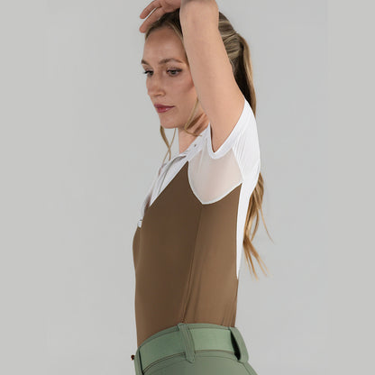 Dapplebay Lady 1/4 Zip SS Show Top-Chestnut
