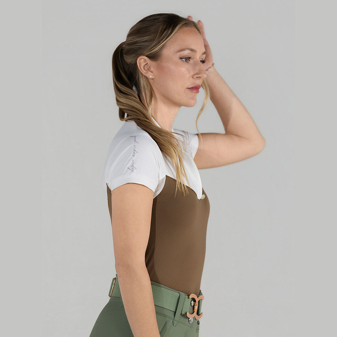 Dapplebay Lady 1/4 Zip SS Show Top-Chestnut