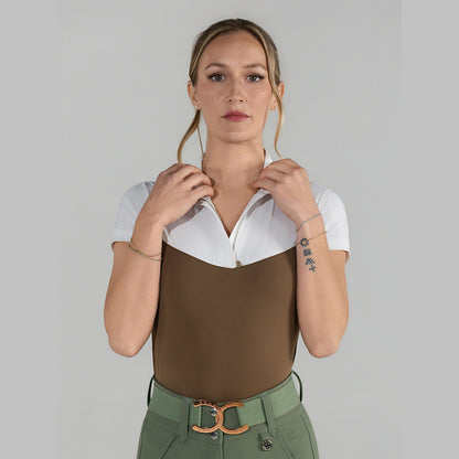 Dapplebay Lady 1/4 Zip SS Show Top-Chestnut