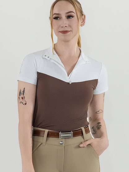 Dapplebay Lady 1/4 Zip SS Show Top-Chocolate