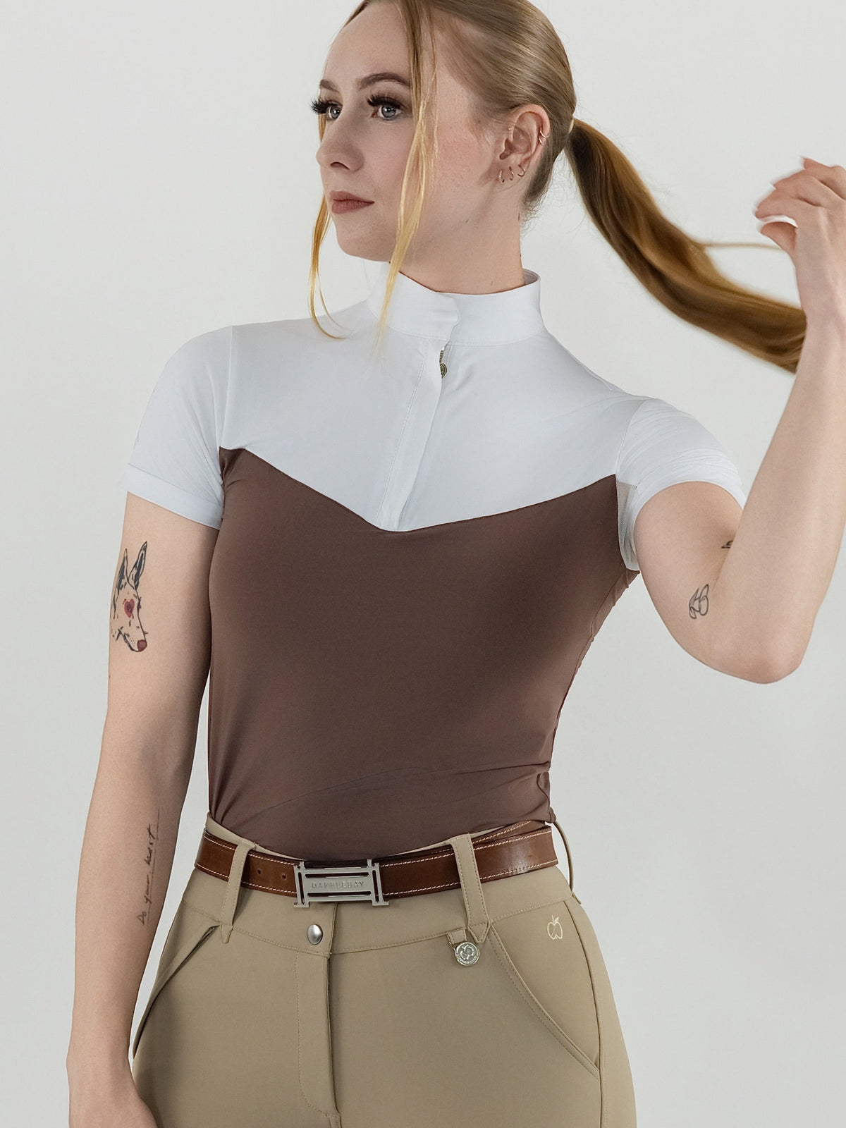 Dapplebay Lady 1/4 Zip SS Show Top-Chocolate