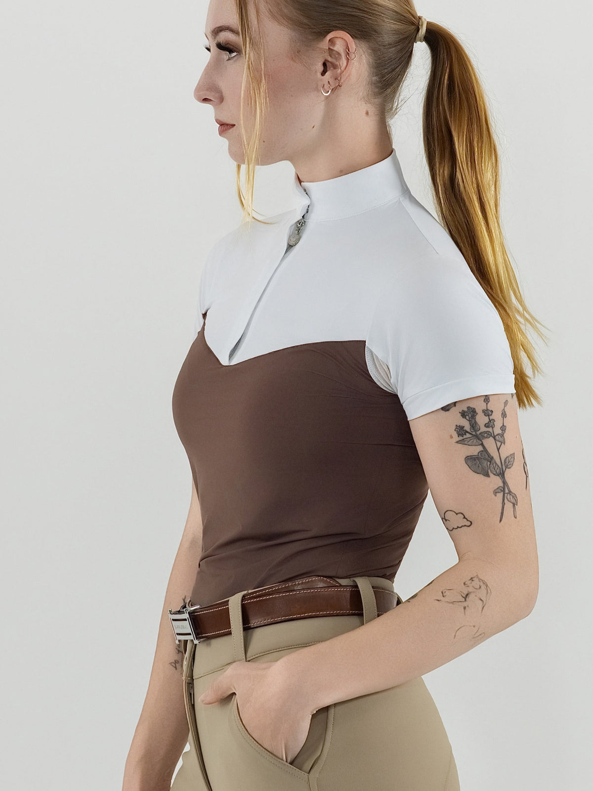 Dapplebay Lady 1/4 Zip SS Show Top-Chocolate