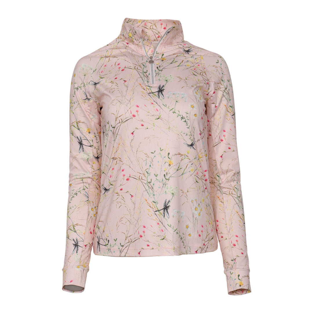 Dapplebay Dragonfly Meadow 1/4 Zip LS Riding Top-Light Pink