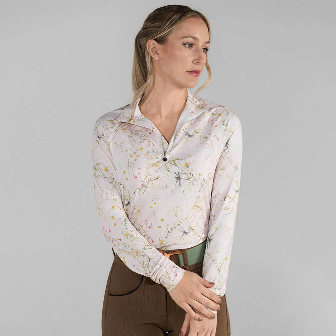 Dapplebay Dragonfly Meadow 1/4 Zip LS Riding Top-Light Pink