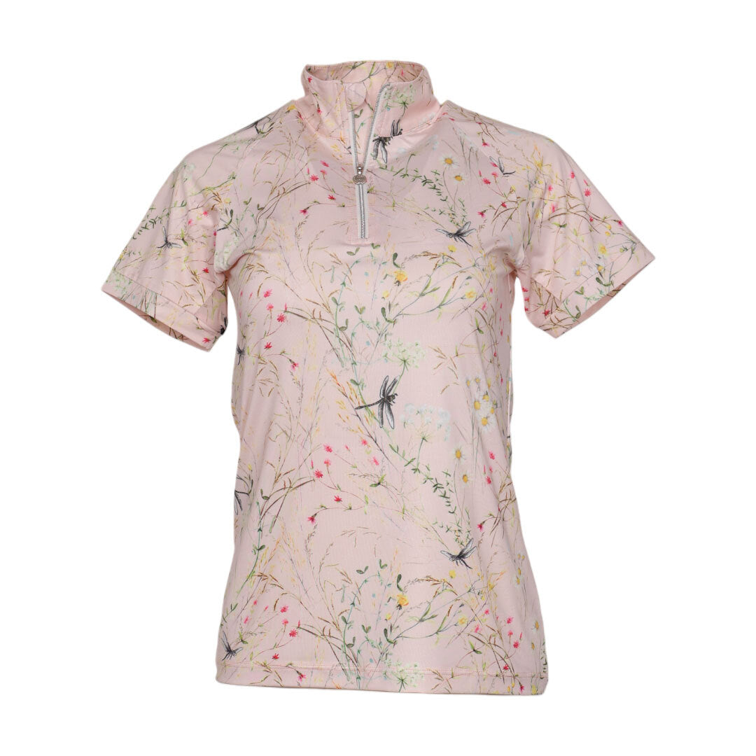 Dapplebay Dragonfly Meadow 1/4 Zip SS Riding Top-Light Pink
