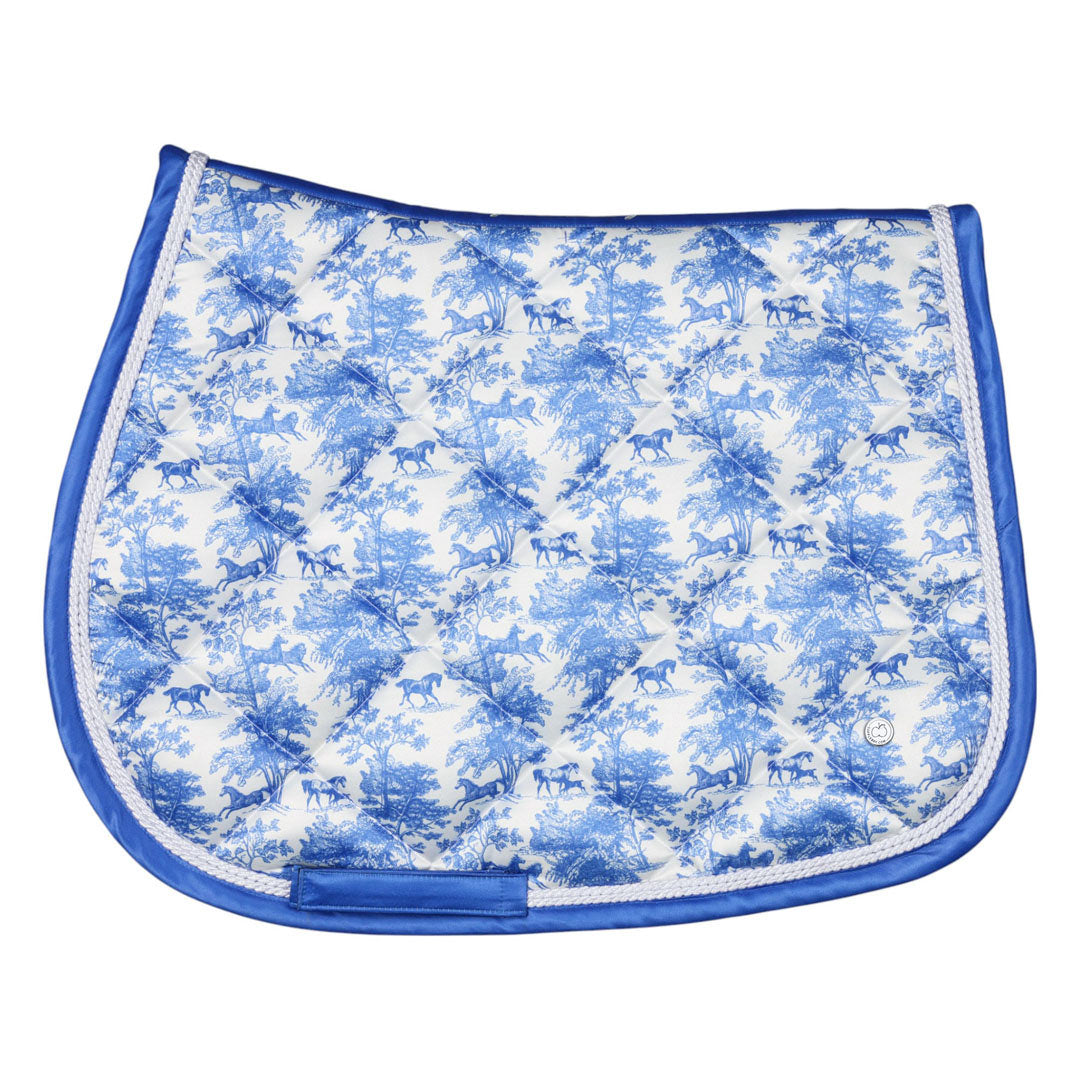 Dapplebay Equestrian Toile Pony Saddle Pad-Blue/White