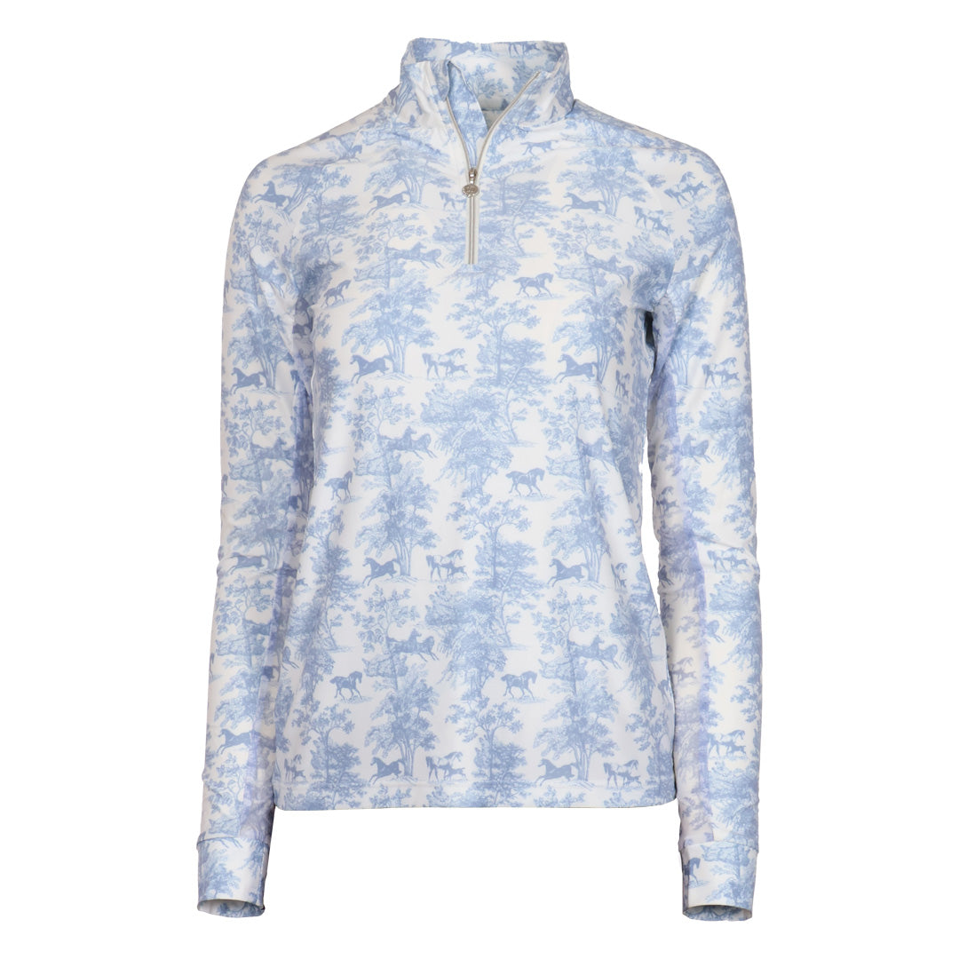 Dapplebay Equestrian Toile 1/4 Zip LS Riding Top-Moonrise