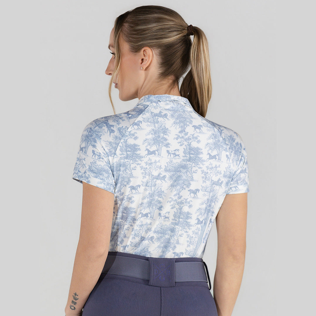 Dapplebay Equestrian Toile 1/4 Zip SS Riding Top-Moonrise