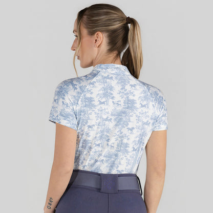 Dapplebay Equestrian Toile 1/4 Zip SS Riding Top-Moonrise