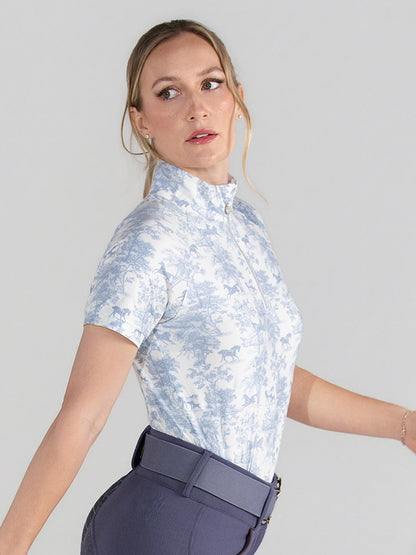 Dapplebay Equestrian Toile 1/4 Zip SS Riding Top-Moonrise