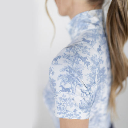 Dapplebay Equestrian Toile 1/4 Zip SS Riding Top-Moonrise