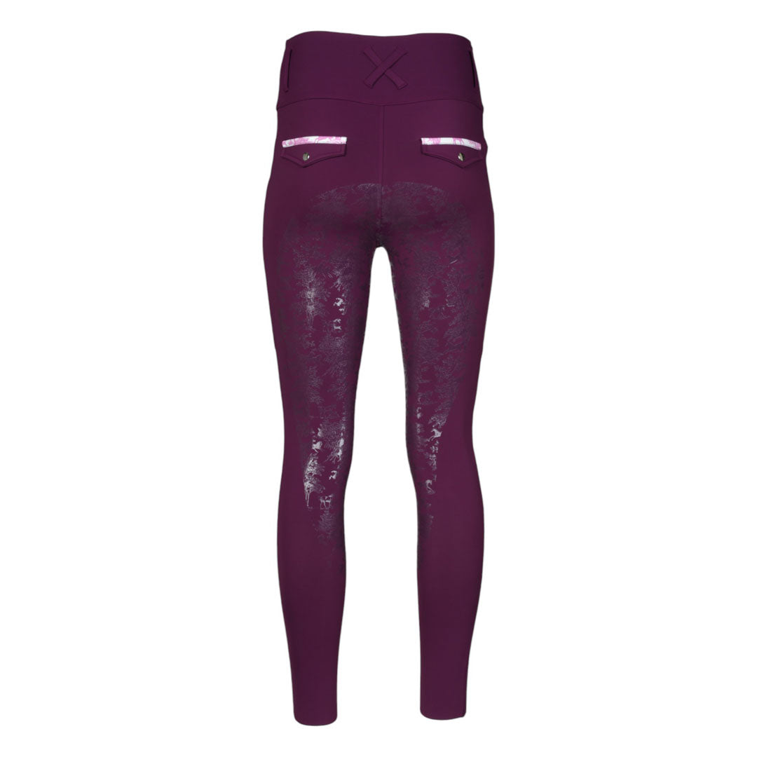 Dapplebay Equestrian Toile Essential Tights-Plum