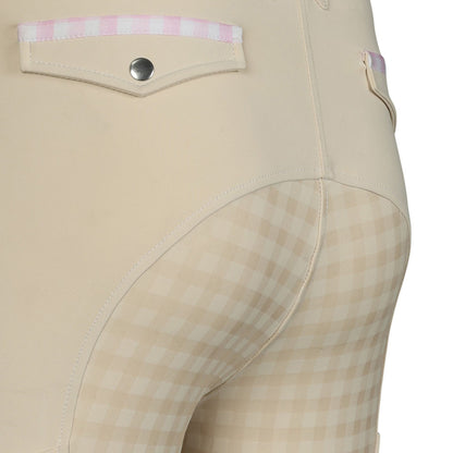 Dapplebay Gingham Compression Full Seat Breeches-Tan