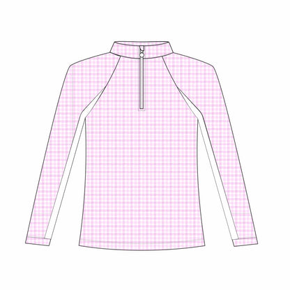 Dapplebay Kids Pink Gingham 1/4 Zip - Long Sleeve - Breeches.com