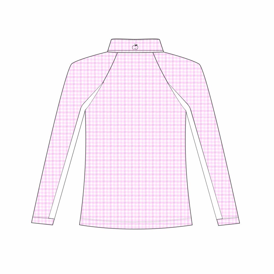 Dapplebay Kids Pink Gingham 1/4 Zip - Long Sleeve - Breeches.com