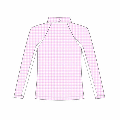 Dapplebay Kids Pink Gingham 1/4 Zip - Long Sleeve - Breeches.com