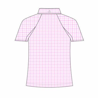 Dapplebay Kids Pink Gingham 1/4 Zip - Short Sleeve - Breeches.com