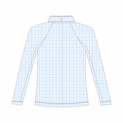 Dapplebay Kids Blue Gingham 1/4 Zip - Long Sleeve-Breeches.com