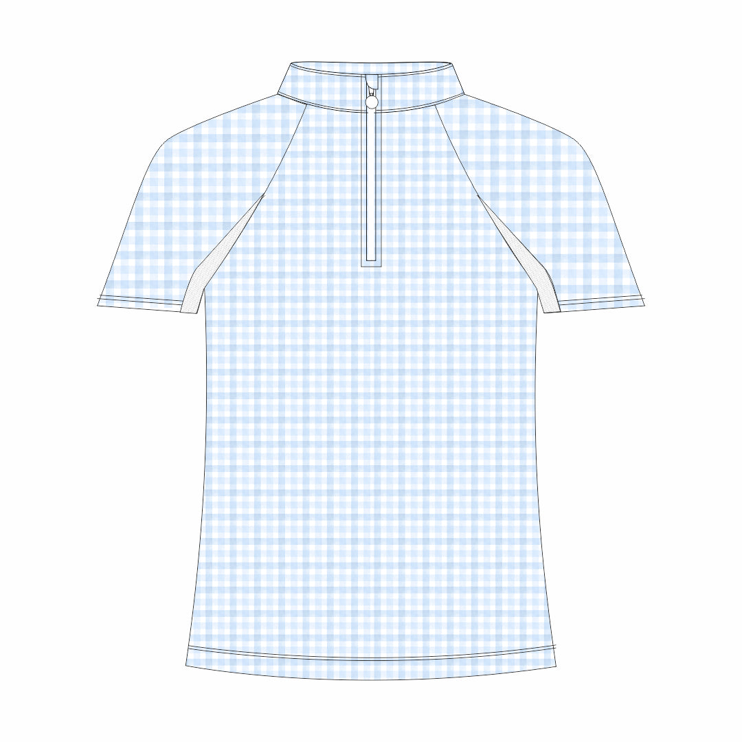 Dapplebay Kids Blue Gingham 1/4 Zip - Short Sleeve-Breeches.com