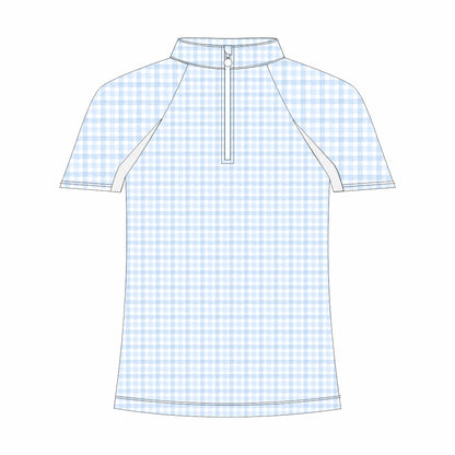Dapplebay Kids Blue Gingham 1/4 Zip - Short Sleeve-Breeches.com