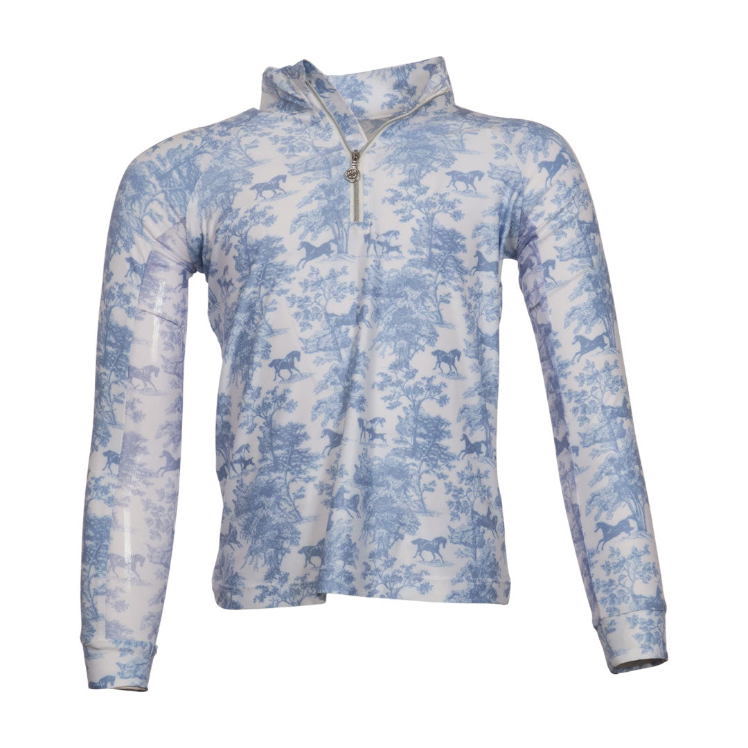 Dapplebay Kids Equestrian Toile 1/4 Zip LS Riding Top-Breeches.com