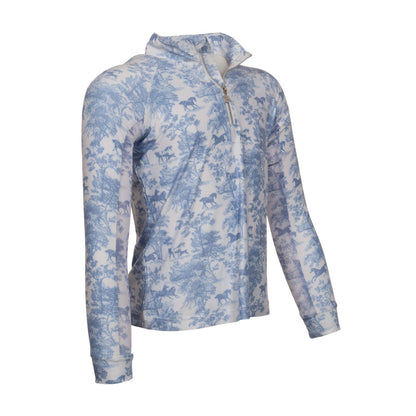 Dapplebay Kids Equestrian Toile 1/4 Zip LS Riding Top-Breeches.com
