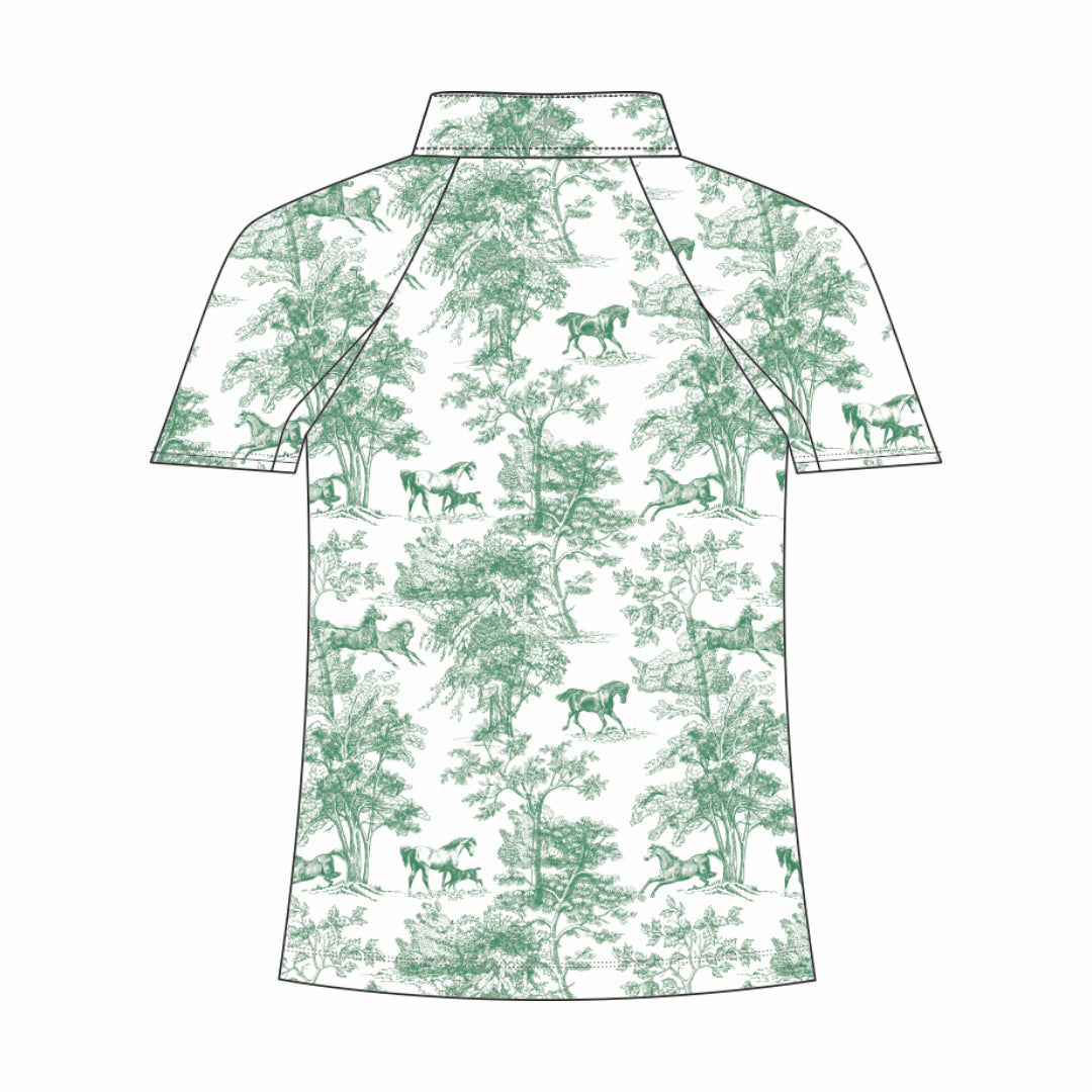 Dapplebay Kids Green Equestrian Toile 1/4 Zip - Short Sleeve - Breeches.com