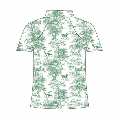 Dapplebay Kids Green Equestrian Toile 1/4 Zip - Short Sleeve - Breeches.com
