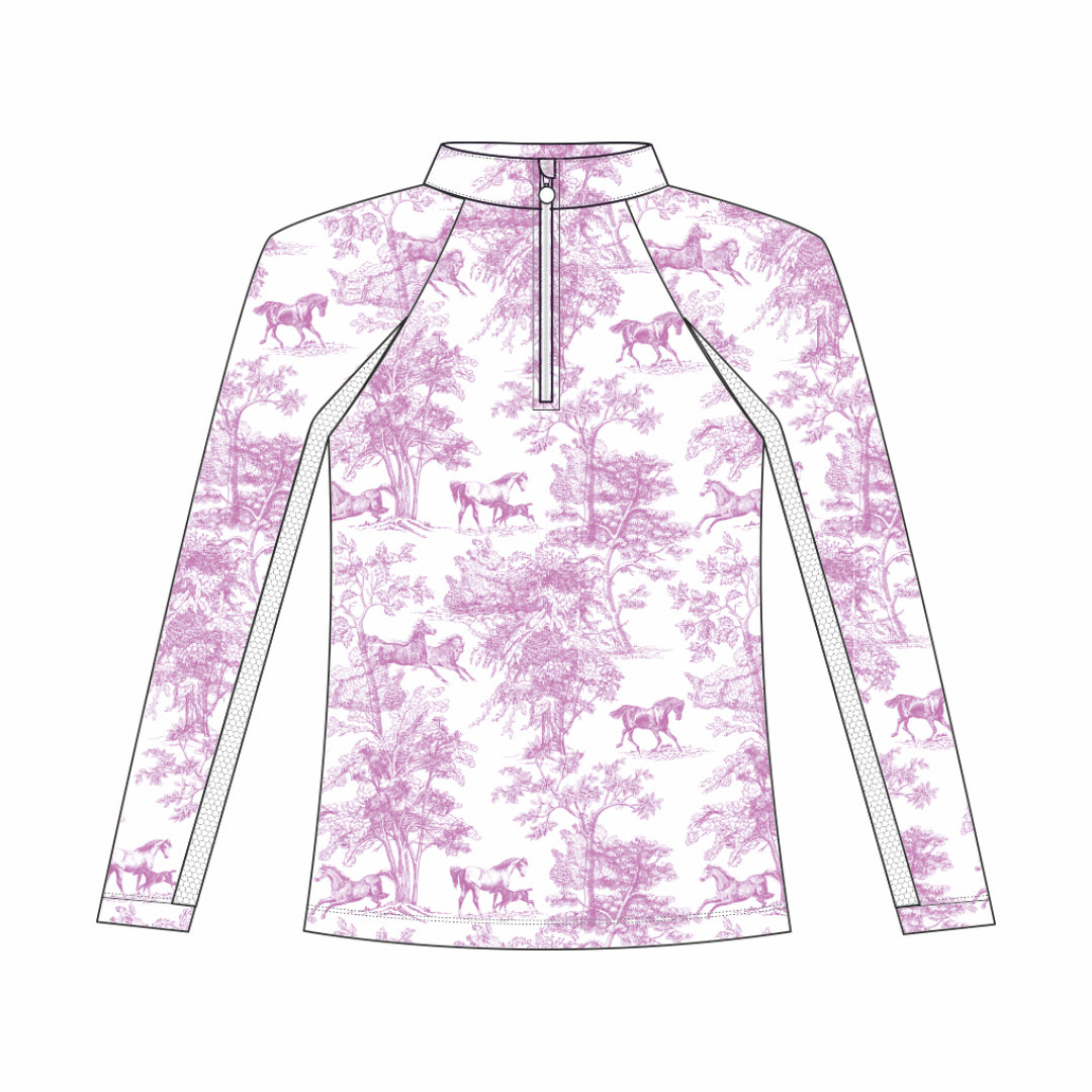 Dapplebay Kids Rose Equestrian Toile 1/4 Zip - Long Sleeve - Breeches.com