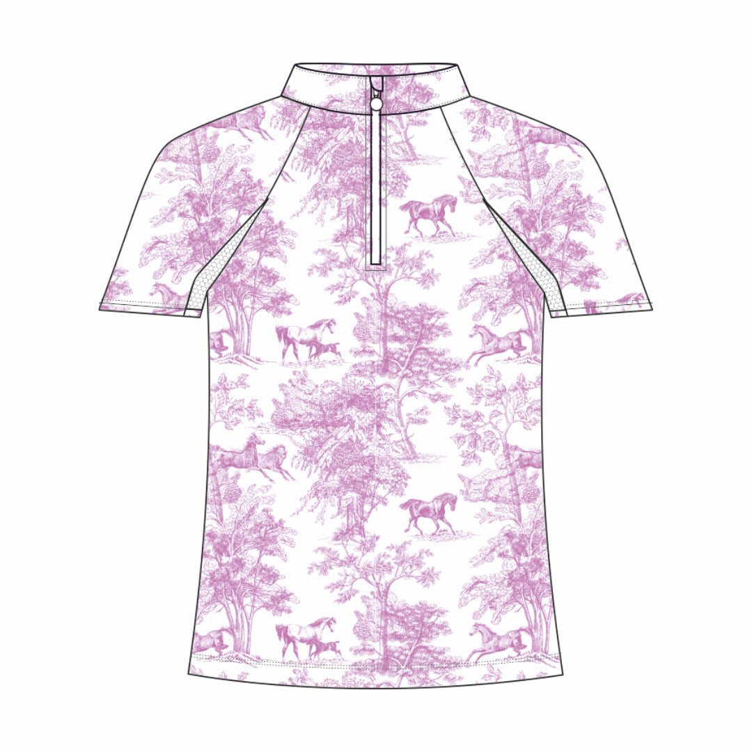 Dapplebay Kids Rose Equestrian Toile 1/4 Zip - Short Sleeve - Breeches.com