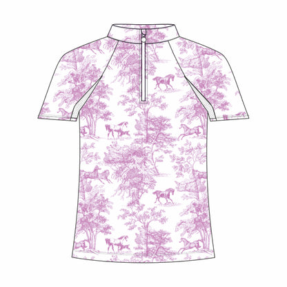 Dapplebay Kids Rose Equestrian Toile 1/4 Zip - Short Sleeve - Breeches.com