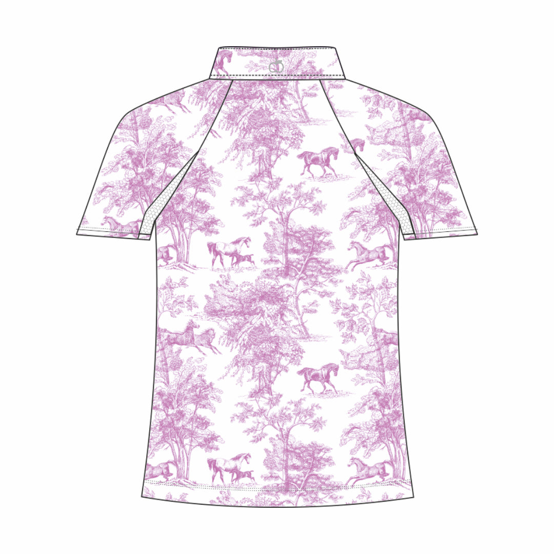 Dapplebay Kids Rose Equestrian Toile 1/4 Zip - Short Sleeve - Breeches.com