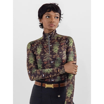 Dapplebay Autumn Toile 1/4 Zip LS Riding Top-Dark Bay