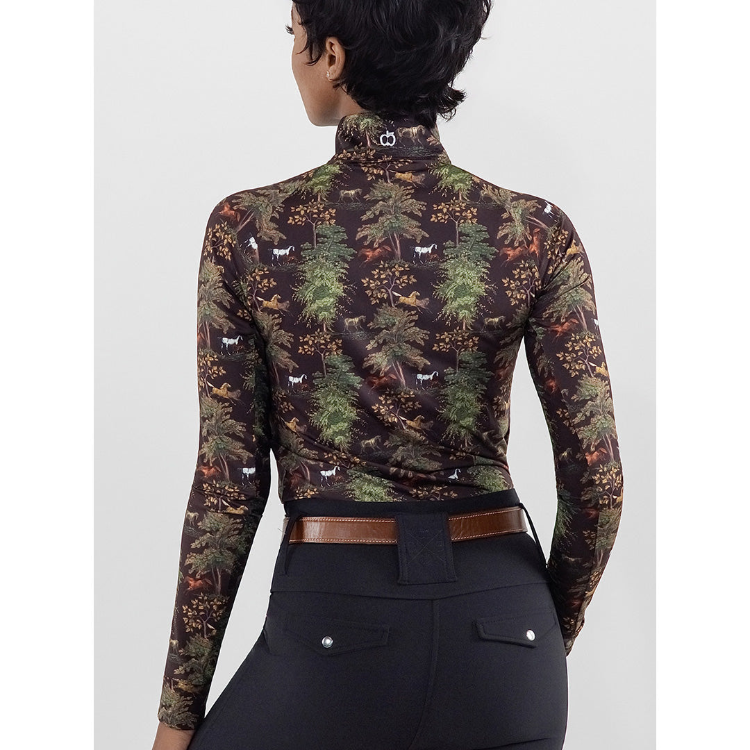Dapplebay Autumn Toile 1/4 Zip LS Riding Top-Dark Bay