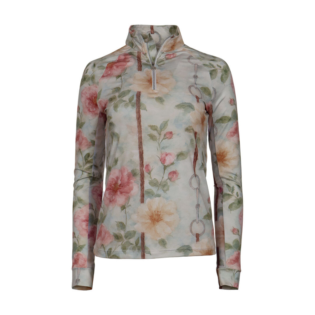 Dapplebay Vintage Floral 1/4 Zip LS Riding Top
