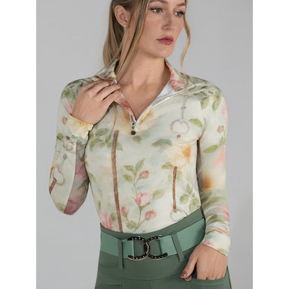 Dapplebay Vintage Floral 1/4 Zip LS Riding Top