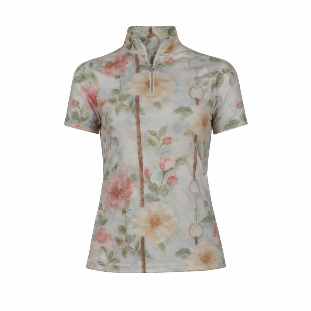 Dapplebay Vintage Floral 1/4 Zip SS Riding Top