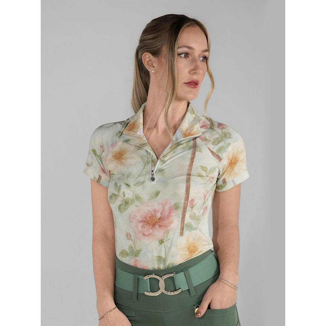 Dapplebay Vintage Floral 1/4 Zip SS Riding Top
