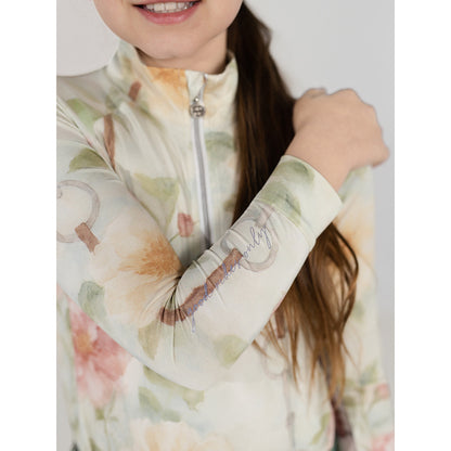 Dapplebay Kids Vintage Floral 1/4 Zip LS Riding Top