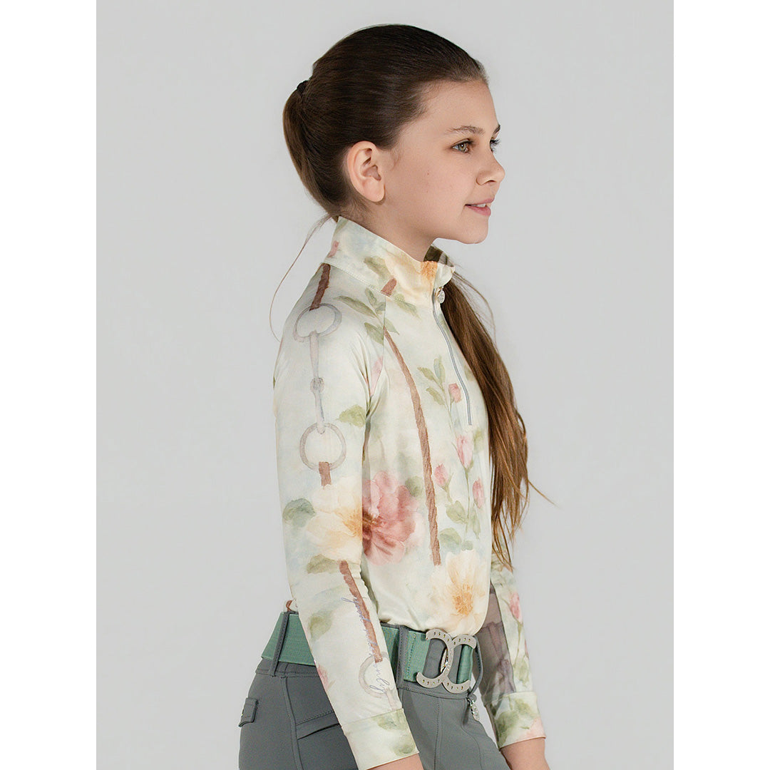 Dapplebay Kids Vintage Floral 1/4 Zip LS Riding Top