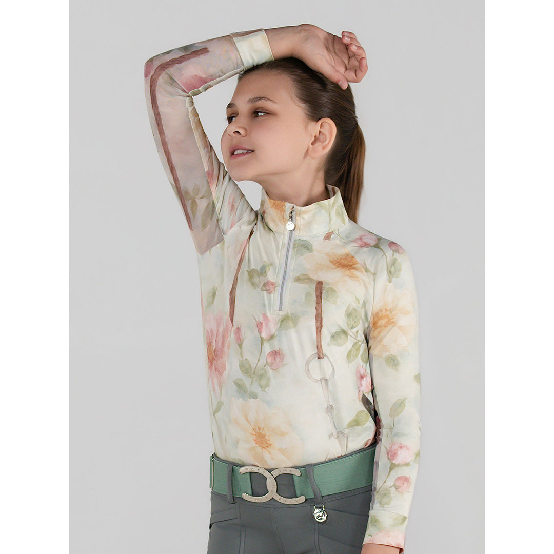 Dapplebay Kids Vintage Floral 1/4 Zip LS Riding Top