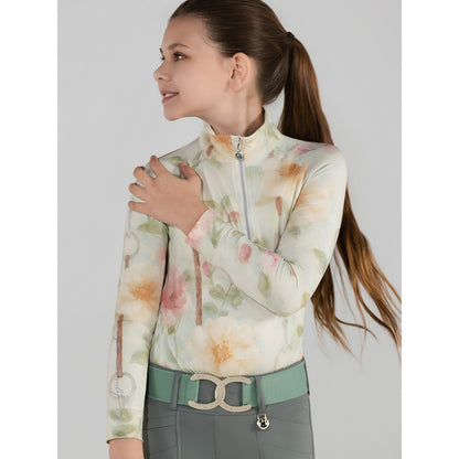 Dapplebay Kids Vintage Floral 1/4 Zip LS Riding Top