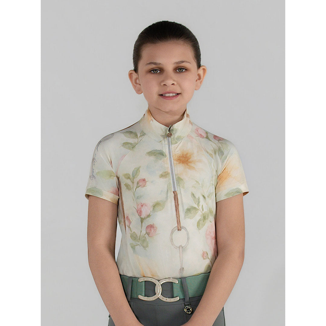 Dapplebay Kids Vintage Floral 1/4 Zip SS Riding Top
