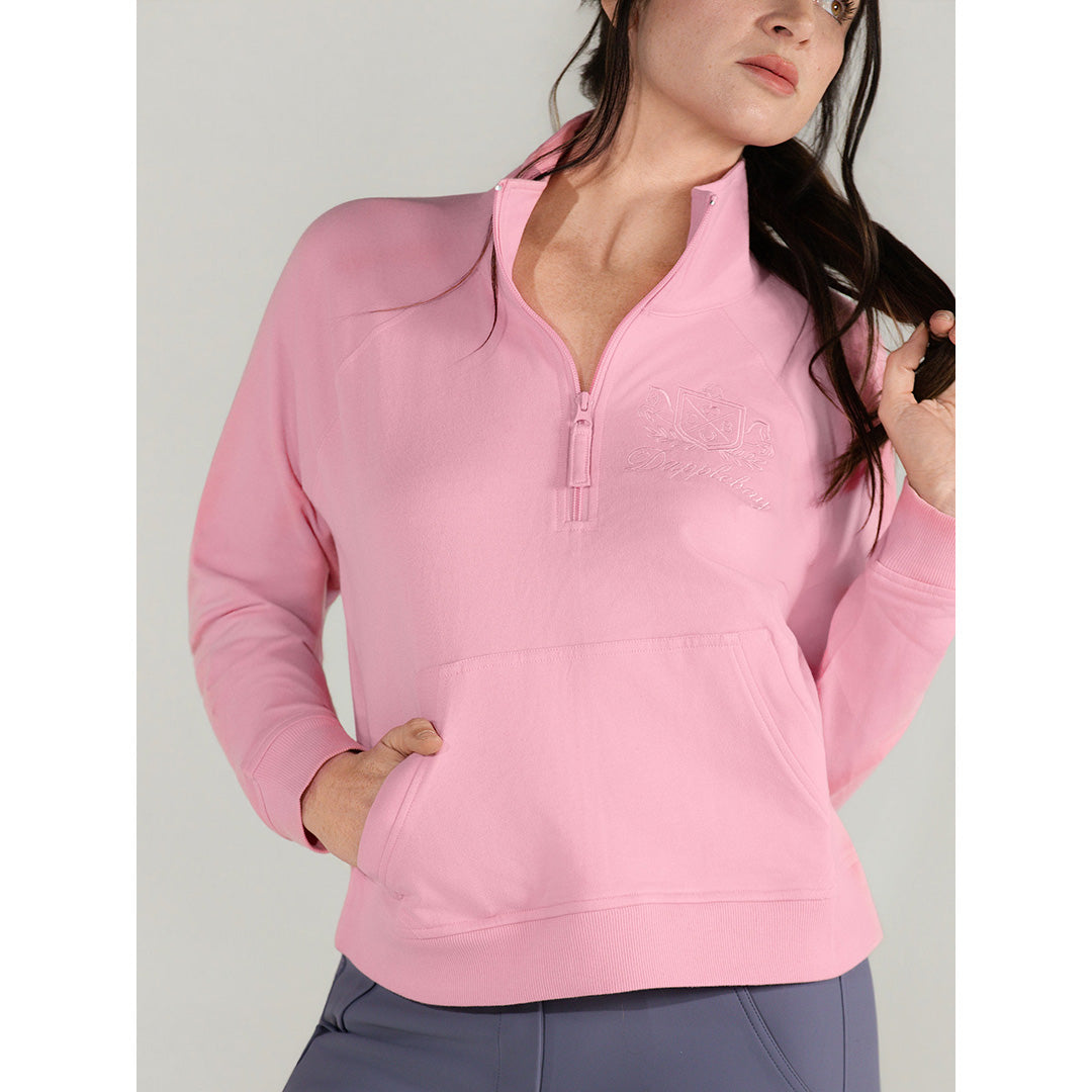 Dapplebay Crest 1/2 Zip French Terry Sweatshirt-Ballet Pink