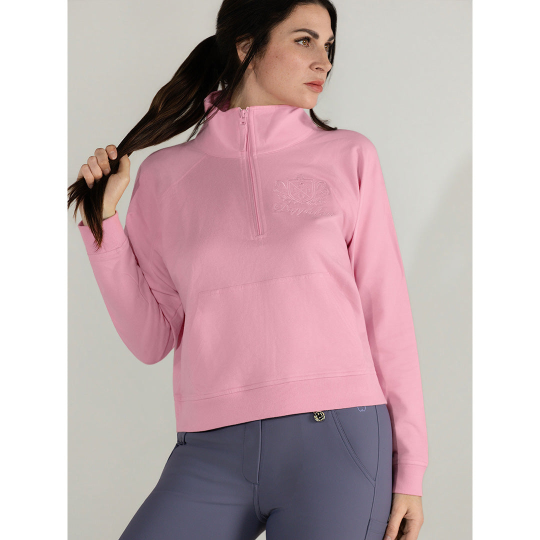 Dapplebay Crest 1/2 Zip French Terry Sweatshirt-Ballet Pink