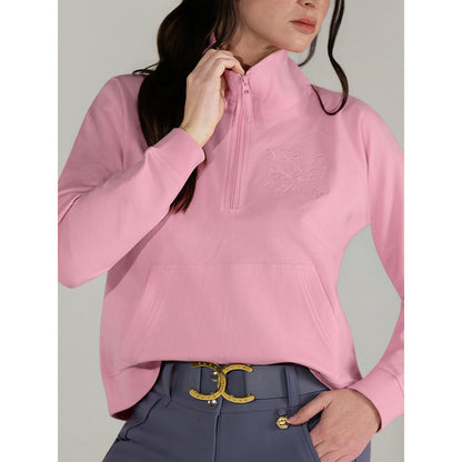 Dapplebay Crest 1/2 Zip French Terry Sweatshirt-Ballet Pink
