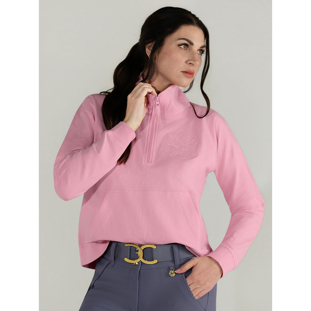 Dapplebay Crest 1/2 Zip French Terry Sweatshirt-Ballet Pink